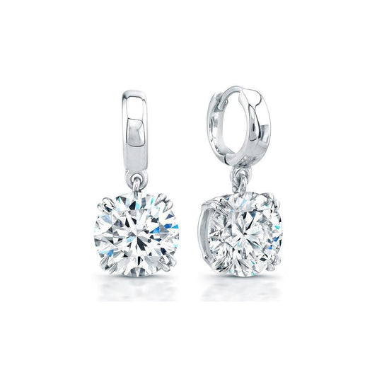 White Gold 14K Ladies Dangle Earrings Diamonds 3.00 Carats F Vs1 - Dangle Earrings-harrychadent.ca
