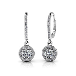 White Gold Lady Dangle Diamonds Earring 14K Prong Set 2.50 Carats