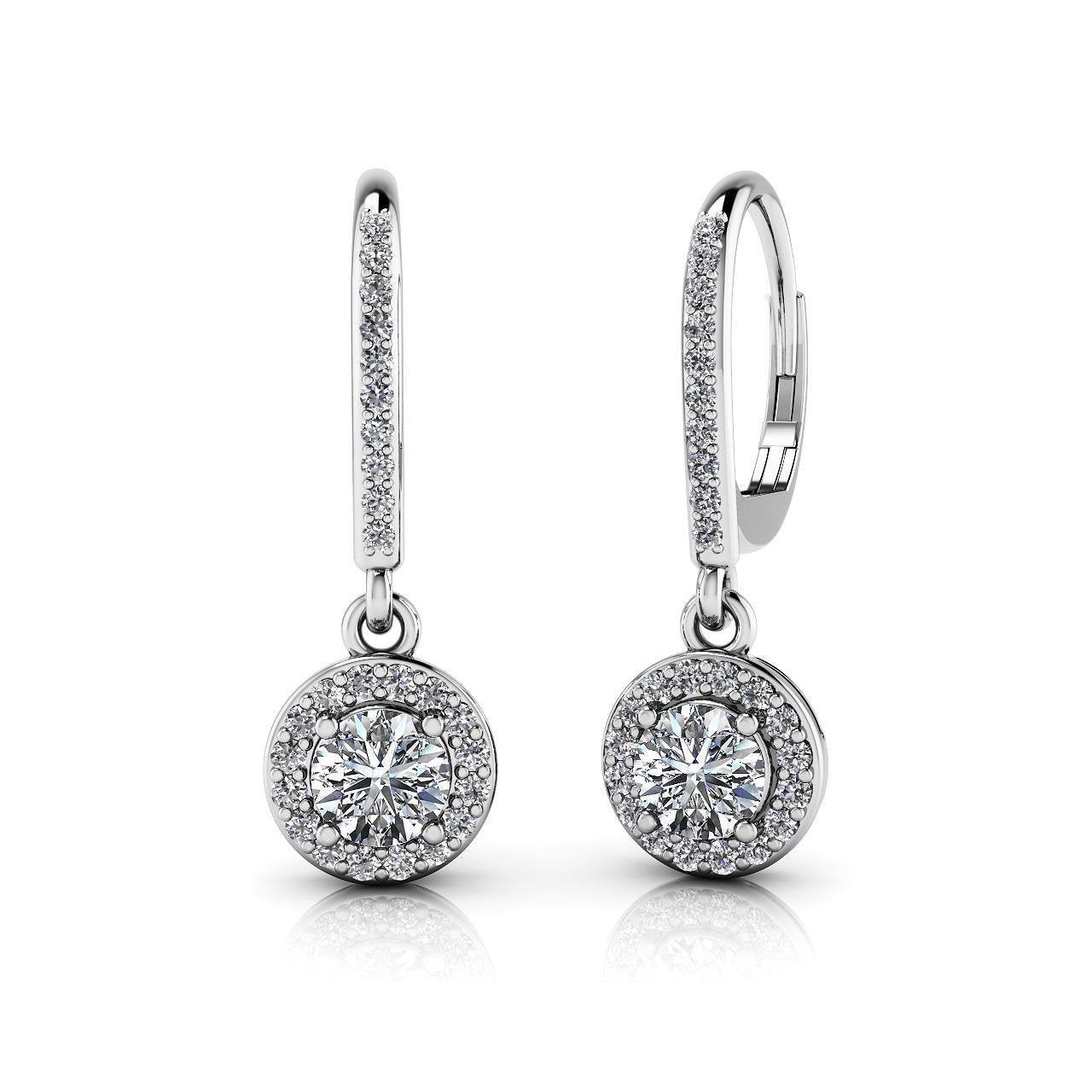 White Gold Lady Dangle Diamonds Earring 14K Prong Set 2.50 Carats - Dangle Earrings-harrychadent.ca