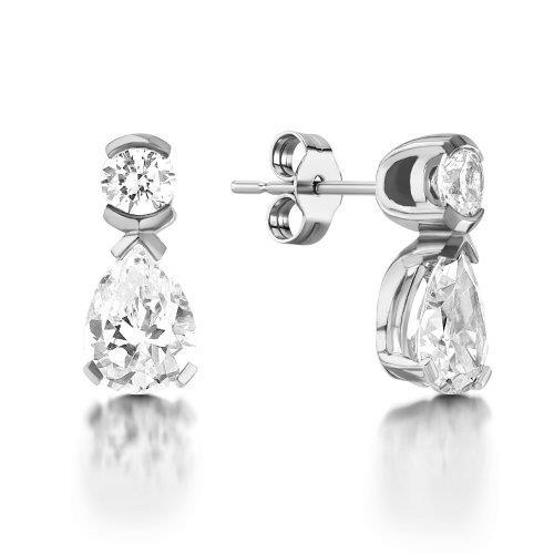 2.5 Carats Pear And Round Cut Ladies Drop Earring - Drop Earrings-harrychadent.ca