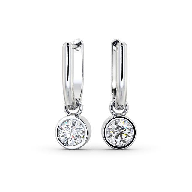 Drop Down Bezel Earrings 1 Carat Round Diamond Women's Jewelry - Drop Earrings-harrychadent.ca