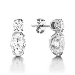 Oval And Round Cut Natural Earth Mined Diamond Drop Earring 2.50 Carats Women Jewelry
