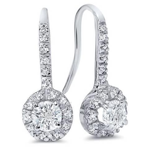 Round Cut 3.40 Carats Diamonds Ladies Dangle Earrings White Gold - Drop Earrings-harrychadent.ca
