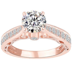 Diamond Engagement Ring 3.40 Carats New 14K Rose Gold
