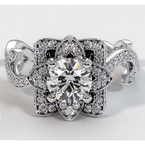 Diamond Ring Lotus Flower 2.50 Carats 4 Prong Setting White Gold - Engagement Ring-harrychadent.ca