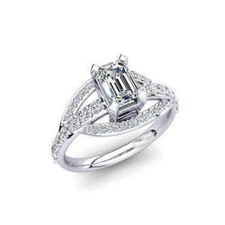 Emerald & Round Cut Natural Earth Mined Diamond Engagement Ring 2.50 Carat White Gold 14K