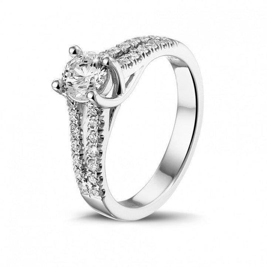 Engagement Ring 2.90 Ct Round Brilliant Cut Diamonds 14K White Gold - Engagement Ring-harrychadent.ca