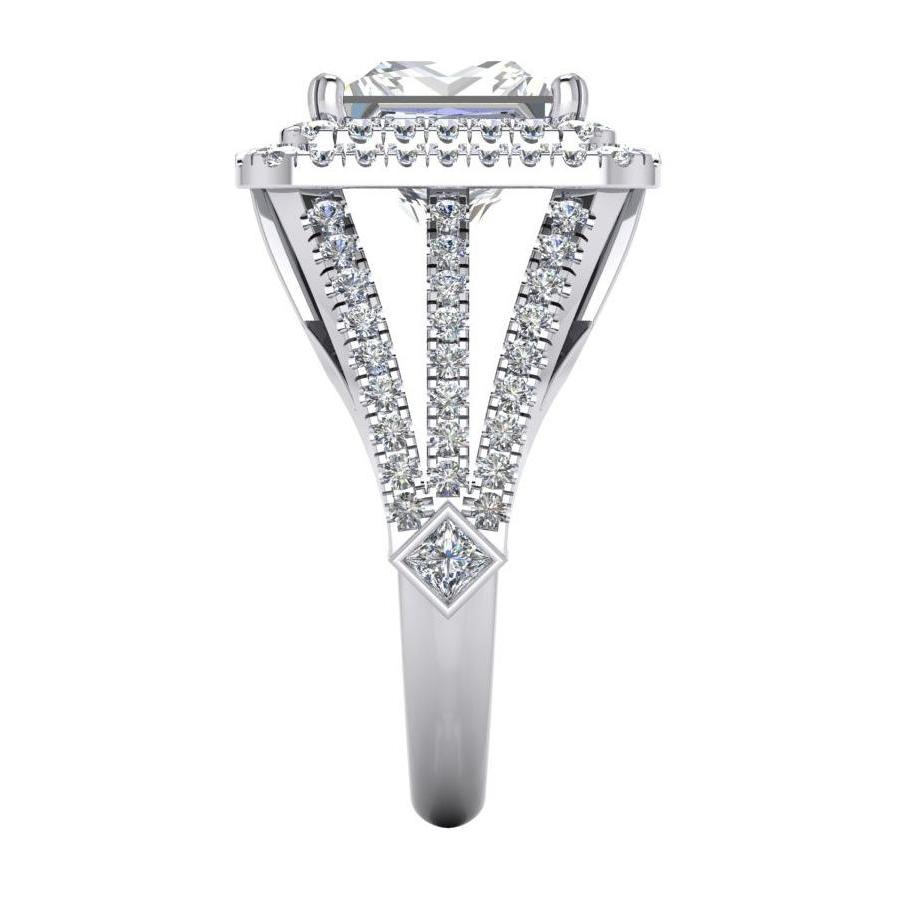 Halo Diamond Engagement Ring 6 Carats Split Shank White Gold 14K - Engagement Ring-harrychadent.ca