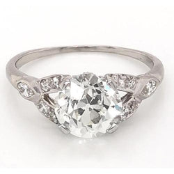 Old Mine Cut Diamond Ring Split Shank 1.60 Carats Women Jewelry