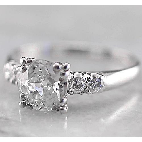 Old Miner Cushion Engagement Diamond Ring 2 Carats White Gold 14K - Engagement Ring-harrychadent.ca