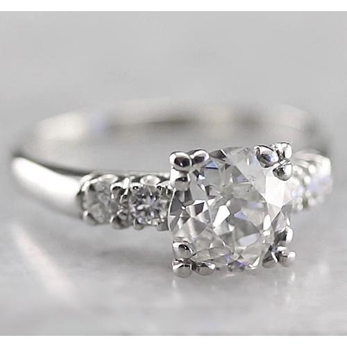 Old Miner Cushion Engagement Diamond Ring 2 Carats White Gold 14K - Engagement Ring-harrychadent.ca