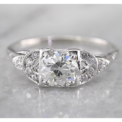Old Miner Round Diamond Ring 1.50 Carats White Gold 14K - Engagement Ring-harrychadent.ca