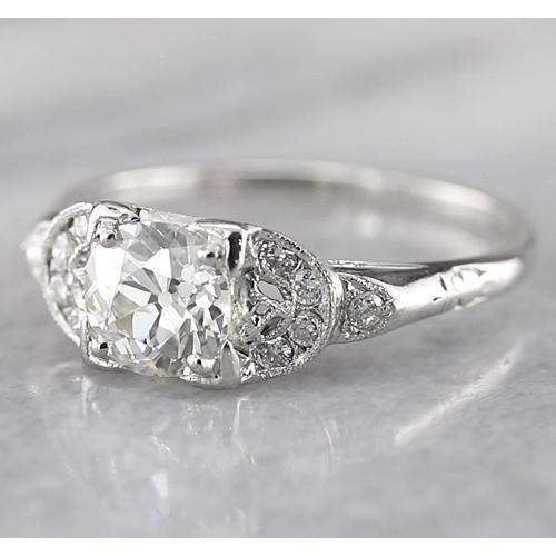 Old Miner Round Diamond Ring 1.50 Carats White Gold 14K - Engagement Ring-harrychadent.ca