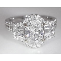 4.50 Carats Oval Cut Natural Earth Mined Diamond Anniversary Ring Split Shank