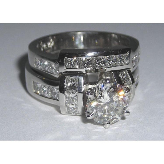 Princess and Round Diamond Ring Engagement Set 6.61 Carats - Engagement Ring Set-harrychadent.ca