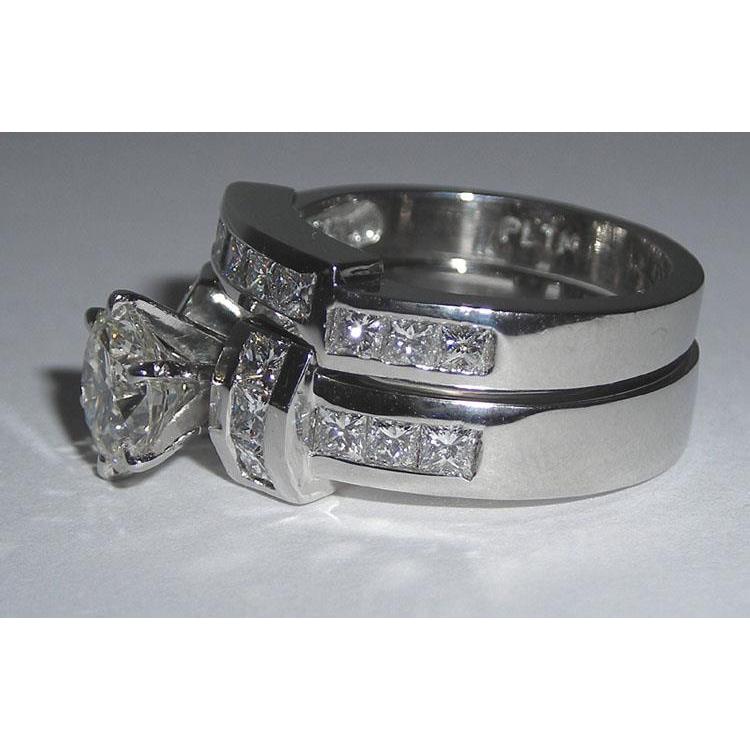 Princess and Round Diamond Ring Engagement Set 6.61 Carats - Engagement Ring Set-harrychadent.ca