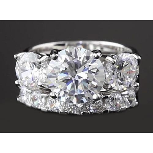 Three-Stone 5 Carats Round Anniversary Ring Set White Gold 14K - Engagement Ring Set-harrychadent.ca