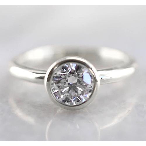Solitaire Diamond Engagement Ring 1 Carat White Gold 14K Bezel Setting - Engagement Ring-harrychadent.ca