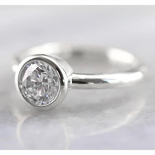 Solitaire Diamond Engagement Ring 1 Carat White Gold 14K Bezel Setting - Engagement Ring-harrychadent.ca