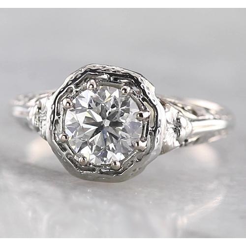 Tapered Shank Style Round Diamond Ring White Gold 14K 1 Carat - Engagement Ring-harrychadent.ca