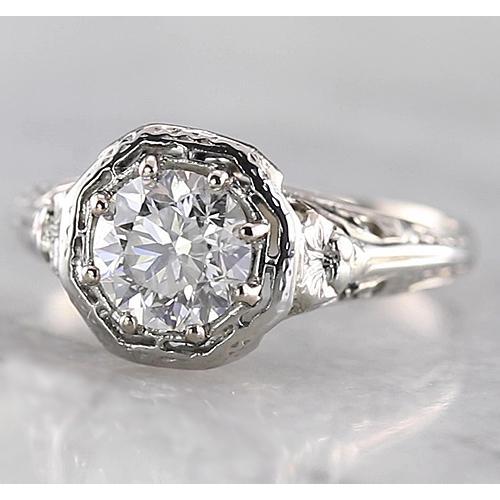 Tapered Shank Style Round Diamond Ring White Gold 14K 1 Carat - Engagement Ring-harrychadent.ca