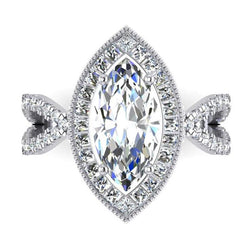White Gold Marquise Natural Earth Mined Diamond Halo Engagement Ring 4.50 Carats New