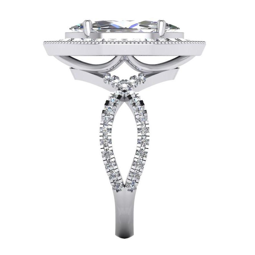 White Gold Marquise Diamond Halo Engagement Ring 4.50 Carats New - Engagement Ring-harrychadent.ca