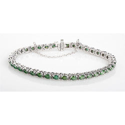 10.50 Ct Green Gemstone Tennis Bracelet 14K White Gold