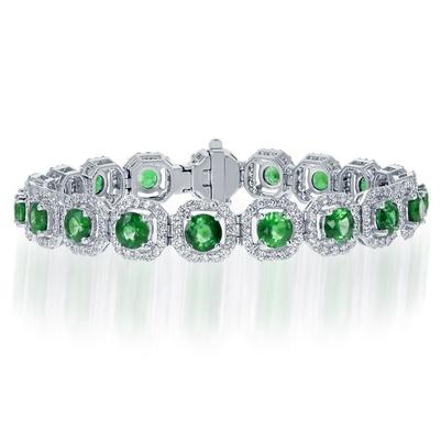 13 Ct Round Shaped Green Emerald With Diamond Bracelet - Gemstone Bracelet-harrychadent.ca