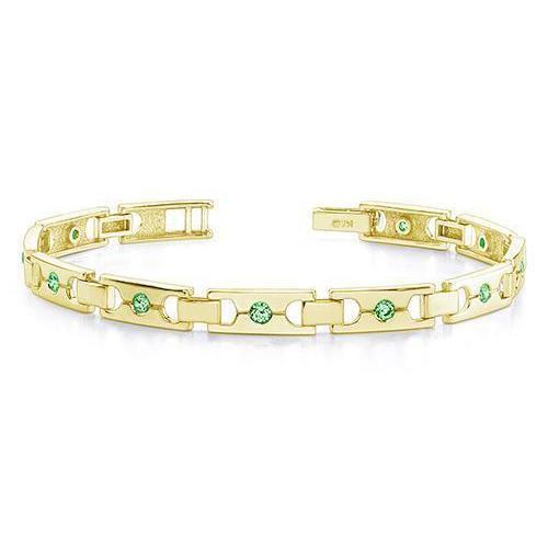2.50 Ct Round Cut Green Emeralds Single Buckle Link Bracelet Yg 14K - Gemstone Bracelet-harrychadent.ca