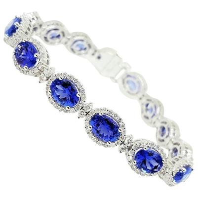 29 Carats Tanzanite And Diamonds Women Bracelet White Gold 14K - Gemstone Bracelet-harrychadent.ca