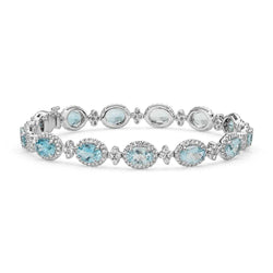 Aquamarine And Diamonds Lady Bracelet 40.25 Carats 14K White Gold