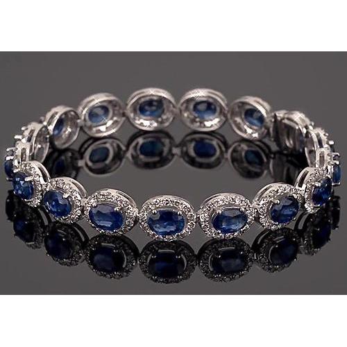 Blue Sapphire Tennis Bracelet Prong Set 39 Carats Women Jewelry - Gemstone Bracelet-harrychadent.ca