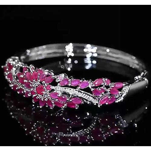 Diamond Bangle Pink Sapphire 14 Carats Women White Gold Jewelry 14K - Gemstone Bracelet-harrychadent.ca
