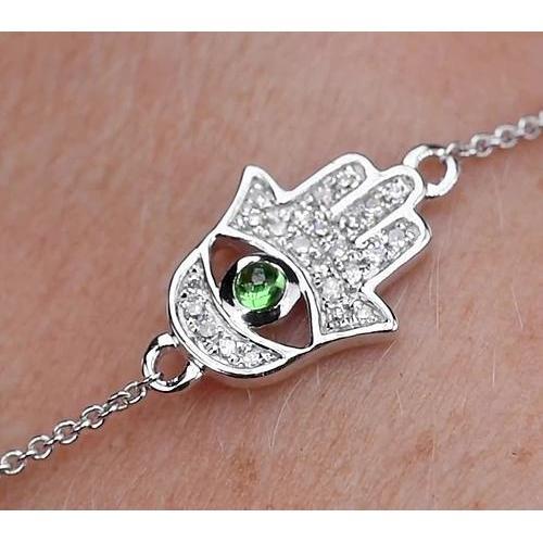 Diamond Bracelet Cabochon Colombian Green Emerald 1.75 Carats - Gemstone Bracelet-harrychadent.ca