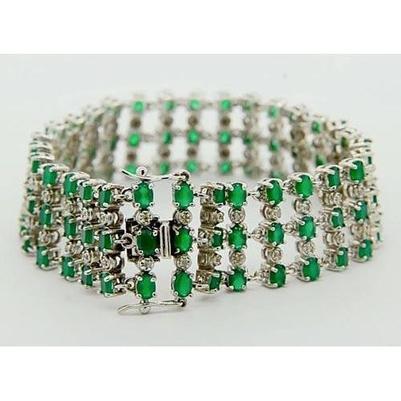Diamond Carpet Bracelet Colombian Green Emerald 48.35 Carats - Gemstone Bracelet-harrychadent.ca
