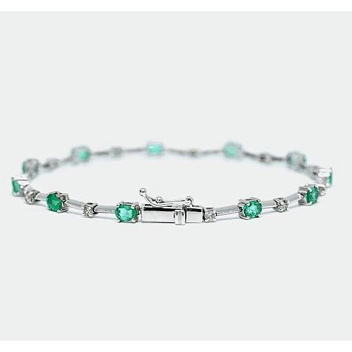 Diamond Green Emerald Tennis Bracelet 6.05 Carats White Gold 14K - Gemstone Bracelet-harrychadent.ca