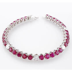 Natural Earth Mined Diamond Ruby Tennis Bracelet 44.75 Carats Prong Set Women Jewelry
