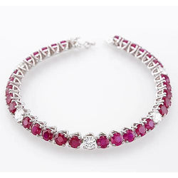 Diamond Ruby Tennis Bracelet 44.75 Carats Prong Set Women Jewelry