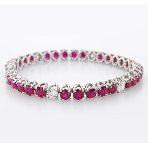 Diamond Ruby Tennis Bracelet 44.75 Carats Prong Set Women Jewelry - Gemstone Bracelet-harrychadent.ca