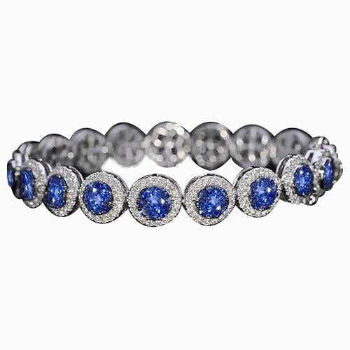 Diamond Tennis Bracelet 33.25 Carats Ceylon Blue Sapphire Jewelry - Gemstone Bracelet-harrychadent.ca