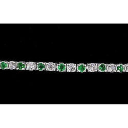 Natural Earth Mined Diamond Tennis Bracelet Green Sapphire 6 Carats Women White Gold 14K