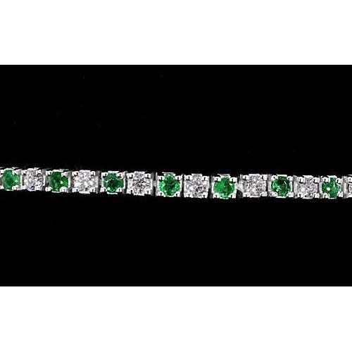 Diamond Tennis Bracelet Green Sapphire 6 Carats Women White Gold 14K - Gemstone Bracelet-harrychadent.ca