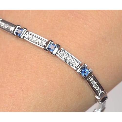 Diamond Women Bracelet Ceylon Blue Sapphire 6 Carats Jewelry - Gemstone Bracelet-harrychadent.ca