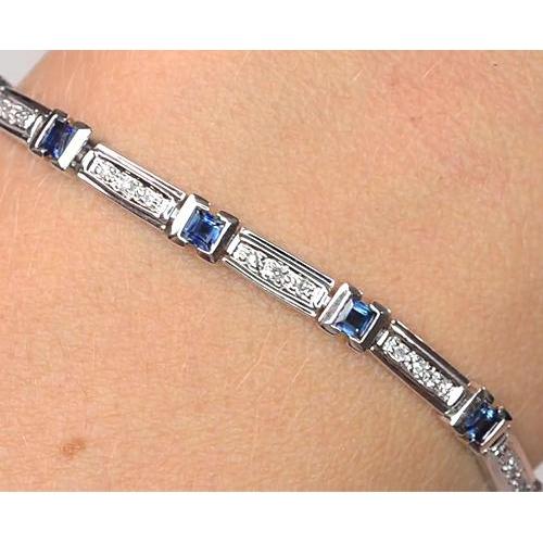 Diamond Women Bracelet Ceylon Blue Sapphire 6 Carats Jewelry - Gemstone Bracelet-harrychadent.ca