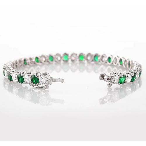 Green Emerald & Diamond Tennis Bracelet 33.25 Carats Women Jewelry - Gemstone Bracelet-harrychadent.ca