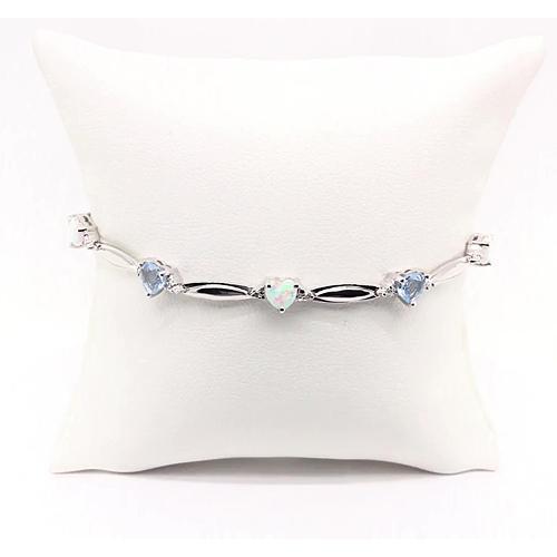 Heart Shape Aquamarine & Opal Diamond Bracelet 9.54 Carats - Gemstone Bracelet-harrychadent.ca