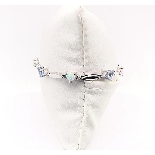 Heart Shape Aquamarine & Opal Diamond Bracelet 9.54 Carats - Gemstone Bracelet-harrychadent.ca