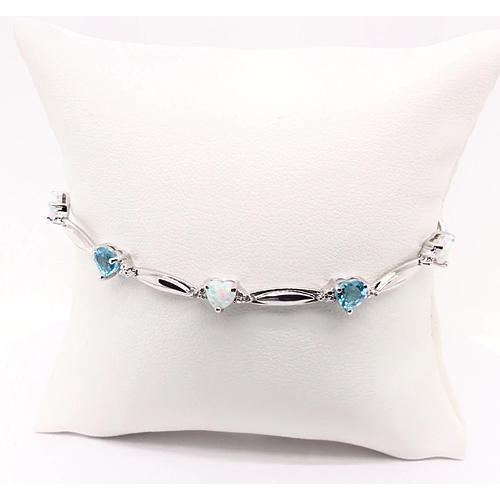Heart Shape Opal And Aquamarine Diamond Bracelet 9.54 Carats Jewelry - Gemstone Bracelet-harrychadent.ca