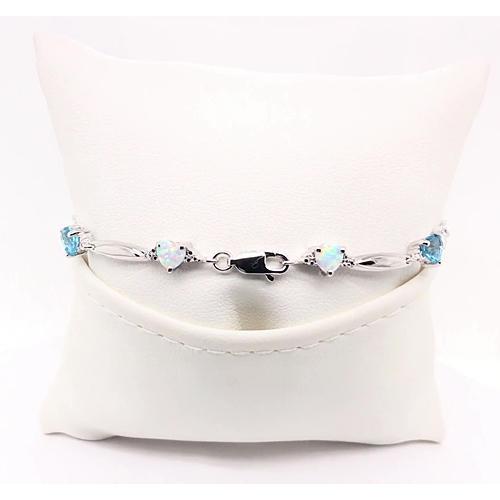 Heart Shape Opal And Aquamarine Diamond Bracelet 9.54 Carats Jewelry - Gemstone Bracelet-harrychadent.ca